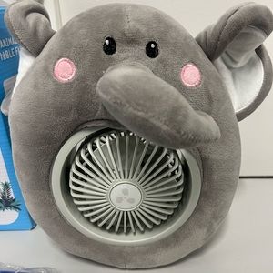 Table fan elephant plush desk USB portable baby nursery gift kid room animal NIB